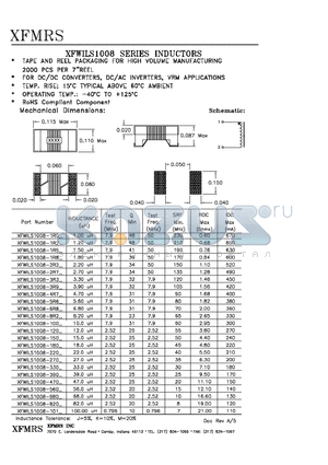 XFWILS1008 datasheet - INDUCTORS