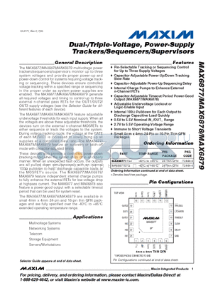 MAX6879ETE+ datasheet - Dual-/Triple-Voltage, Power-Supply Trackers/Sequencers/Supervisors