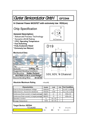 GFC044 datasheet - N Channel Power MOSFET with extremely low RDS(on)
