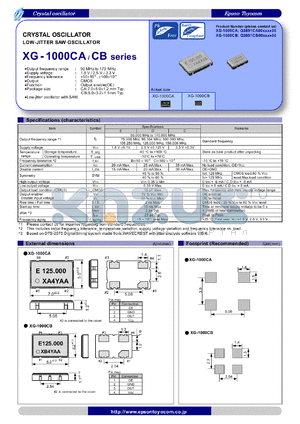 XG-1000CA datasheet - CRYSTAL OSCILLATOR LOW-JITTER SAW OSCILLATOR