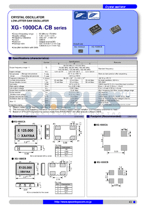 XG-1000CB datasheet - CRYSTAL LOW-JITTER SAW OSCILLATOR