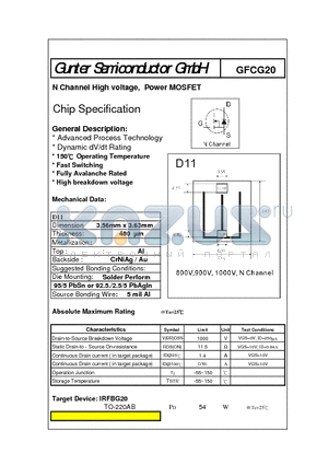 GFCG20 datasheet - N Channel High voltage, Power MOSFET