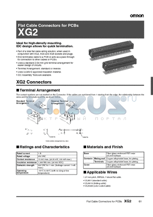 XG2 datasheet - Flat Cable Connectors for PCBs