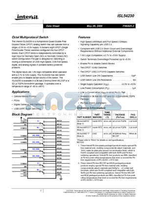 ISL54230IRTZ datasheet - Octal Multiprotocol Switch