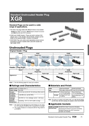 XG8B datasheet - Standard Unshrouded Header Plug