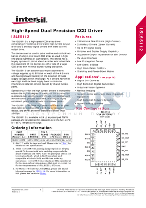 ISL55112 datasheet - High-Speed Dual Precision CCD Driver