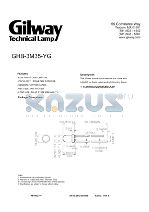 GHB-3M35-YG datasheet - T-1 (3mm) SOLID STATE LAMP