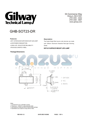 GHB-SOT23-DR datasheet - SOT-23 SURFACE MOUNT LED LAMP