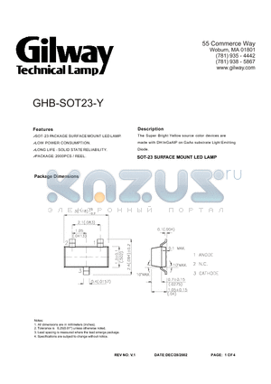 GHB-SOT23-Y datasheet - SOT-23 SURFACE MOUNT LED LAMP