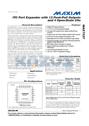 MAX7327AEG+ datasheet - I2C Port Expander with 12 Push-Pull Outputs and 4 Open-Drain I/Os