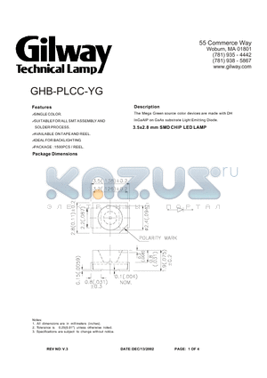 GHB-PLCC-YG datasheet - 3.5x2.8 mm SMD CHIP LED LAMP