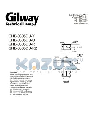 GHB-0805DU-Y datasheet - These chip-type LEDs utilize Aluminum Indium Gallium Phosphide (AlInGaP) material technology.