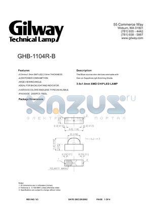 GHB-1104R-B datasheet - 3.0x1.0mm SMD CHIP LED LAMP