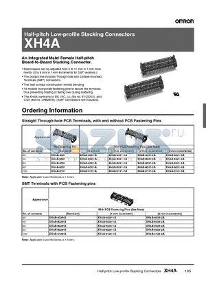 XH4A-0131-2A datasheet - Half-pitch Low-profile Stacking Connectors