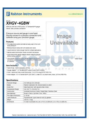 XHGV-4GBW datasheet - 5000 psi (350 bar) XHGV pump