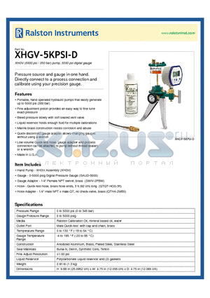 XHGV-5KPSI-D datasheet - XHGV (5000 psi / 350 bar) pump
