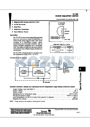 TL170C datasheet - SILICON HALL-EFFECT SWITCH
