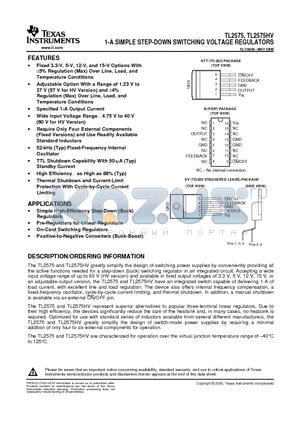 TL2575-ADJIKTTR datasheet - 1-A SIMPLE STEP-DOWN SWITCHING VOLTAGE REGULATORS