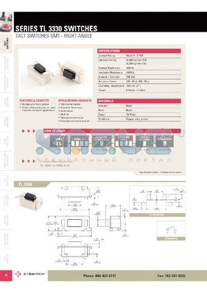 TL3330 datasheet - TACT SWITCHES SMT - RIGHT ANGLE