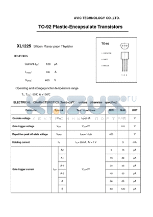 XL1225 datasheet - TO-92 Plastic-Encapsulate Transistors