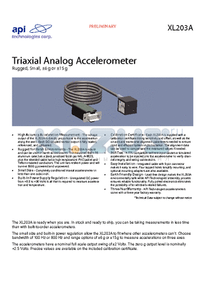 XL203A datasheet - Triaxial Analog Accelerometer