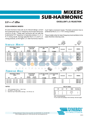 XLD-K2 datasheet - MIXERS SUB-HARMONIC