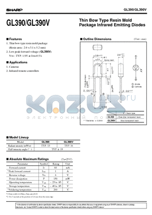 GL390 datasheet - Thin Bow Type Resin Mold Package Infrared Emitting Diodes