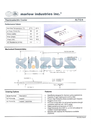 XLT12-6-00L datasheet - Thermoelectric Cooler