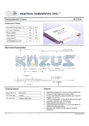 XLT12-6 datasheet - Thermoelectric Cooler