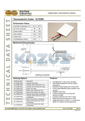 XLT2389-48AC datasheet - Thermoelectric Cooler