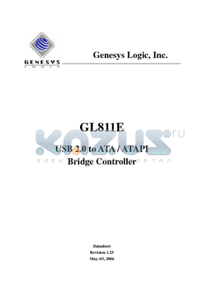 GL811E datasheet - USB 2.0 to ATA / ATAPI Bridge Controller