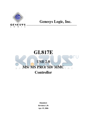 GL817E datasheet - USB 2.0 MS/ MS PRO/ SD/ MMC Controller