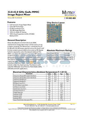 XM1003-BD datasheet - 32.0-42.0 GHz GaAs MMIC Image Reject Mixer