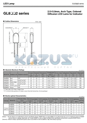 GL8PR2 datasheet - 2.5X5.0mm, Arch Type, Colored Diffusion LED Lams for Indicator