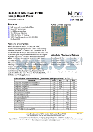 XM1003-BD_08 datasheet - 32.0-42.0 GHz GaAs MMIC Image Reject Mixer