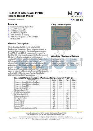 XM1006-BD datasheet - 13.0-25.0 GHz GaAs MMIC Image Reject Mixer