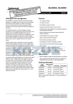 ISL6550BIB datasheet - SAM Supervisor And Monitor