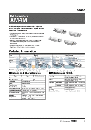 XM4M datasheet - DVI Connectors