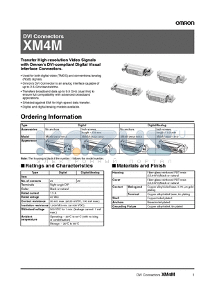 XM4M-2432-5012 datasheet - DVI Connectors