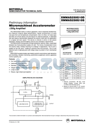 XMMAS250G10D datasheet - MICROMACHINED ACCELEROMETER a250g AMPLIFIED
