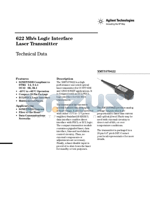 XMT5370B622-SC datasheet - 622 Mb/s Logic Interface Laser Transmitter