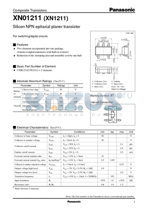 XN01211 datasheet - Silicon NPN epitaxial planer transistor