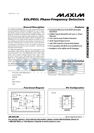 MAX9382-MAX9383 datasheet - ECL/PECL Phase-Frequency Detectors