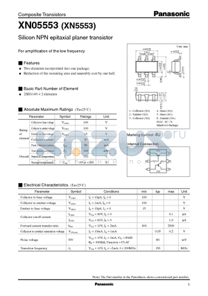 XN05553 datasheet - Silicon NPN epitaxial planer transistor