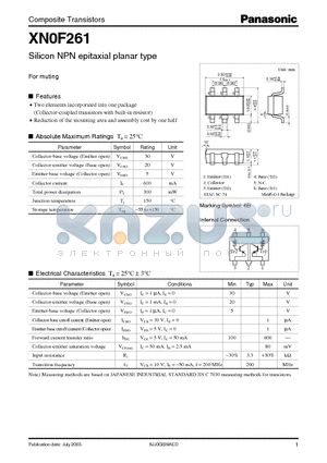 XN0F261 datasheet - Silicon NPN epitaxial planar type