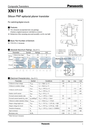 XN1118 datasheet - Silicon PNP epitaxial planer transistor