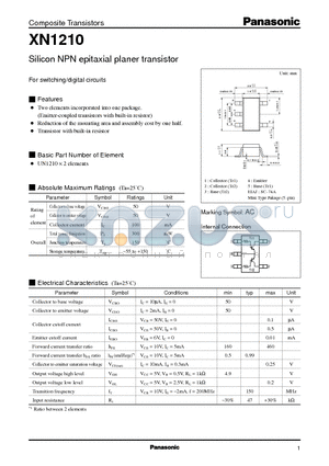 XN1210 datasheet - Silicon NPN epitaxial planer transistor