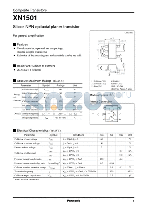 XN1501 datasheet - Silicon NPN epitaxial planer transistor