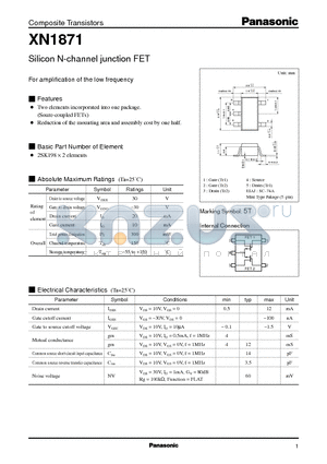 XN1871 datasheet - Silicon N-channel junction FET