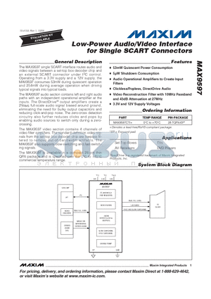 MAX9597 datasheet - Low-Power Audio/Video Interface for Single SCART Connectors